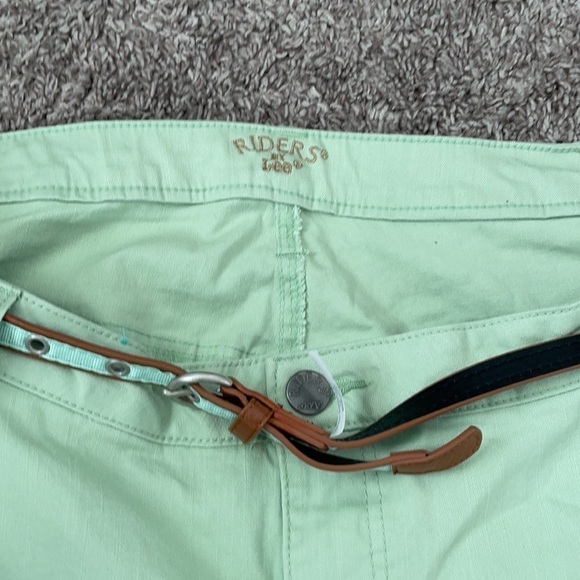 Lee Riders Women's Jean Capris Size 26 W Midrise Glitter Belt Mint Green Stretch - Picture 4 of 6